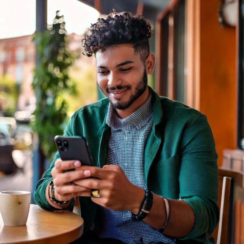 man enjoying content