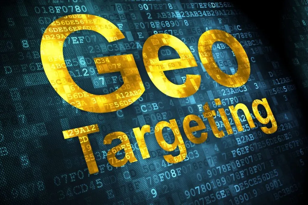 business concept geo targeting on digital background