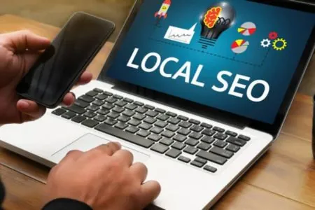 laptop screen with local seo concept